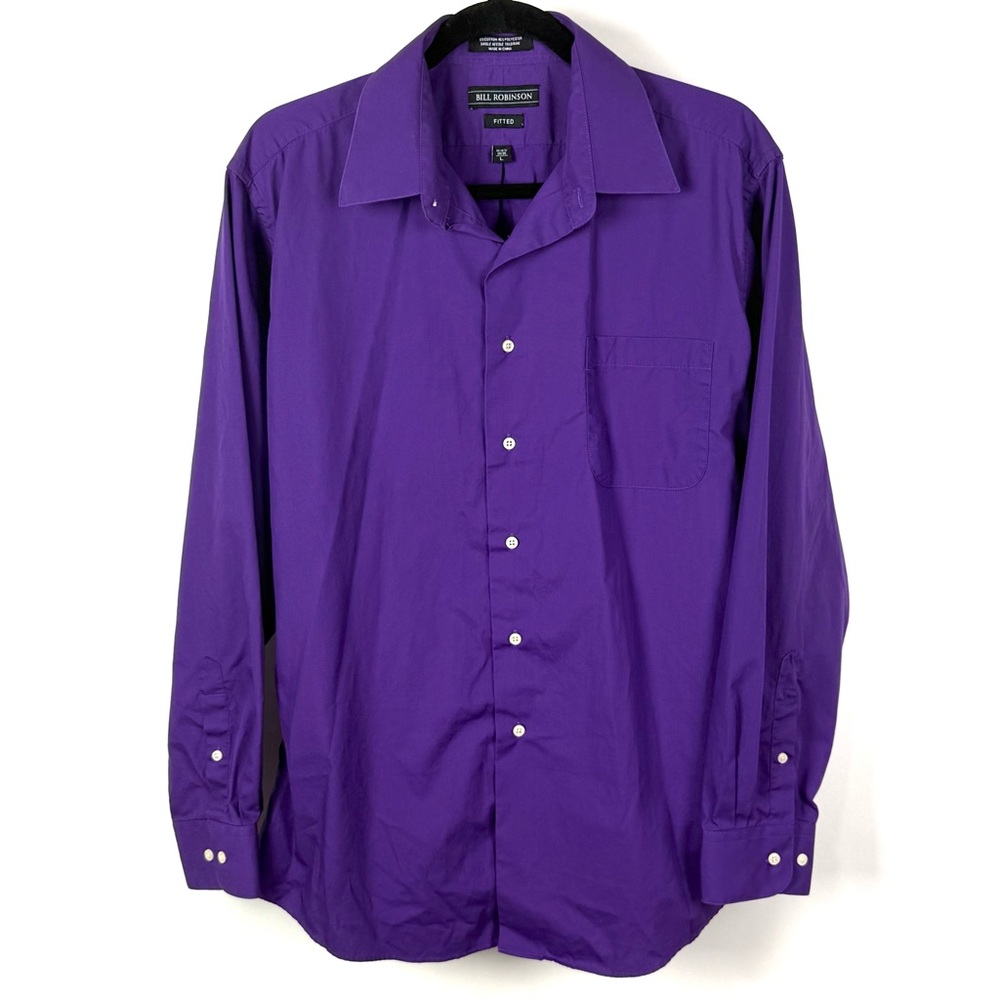 Vibrant Purple Casual Button Down Shirt with Traditional Collar